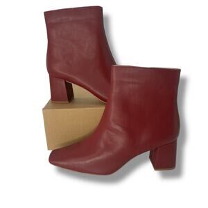 NEW Journee Maroon Booties Size 12 Red Ankle Boot Y2K Square Toe Old Money